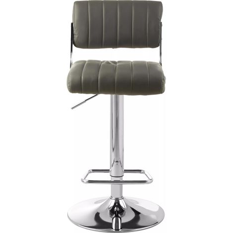 Interiors by Premier Grey Channel Design Seat Bar Stool, Adjustable Height Kitchen Bar Stool, Footrest Swivel Barseat (1/5)