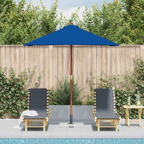 Parasol d'extérieur, Parasol pour Balcon Jardin Plage Terrasse, avec mât en bois Bleu 150x200 cm OIB8769E (1/4)