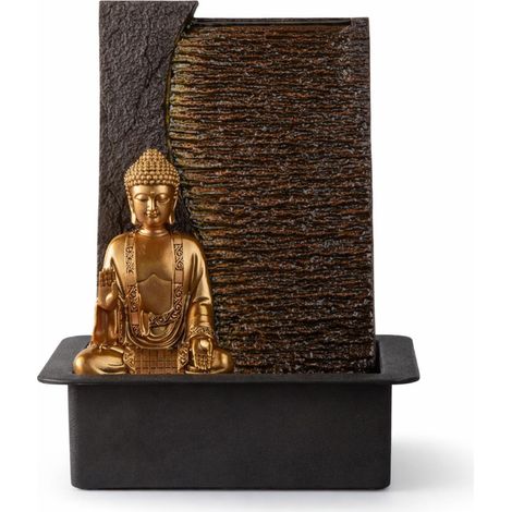 Fontaine d’Intérieur Bouddha Jati Amovible avec Bandeau LED Jaune - Décor Zen Idéal Méditation et Détente - Pompe à Eau Silencieuse - Fontaine Porte-Bonheur au Circuit Fermé - H 40cm (1/5)