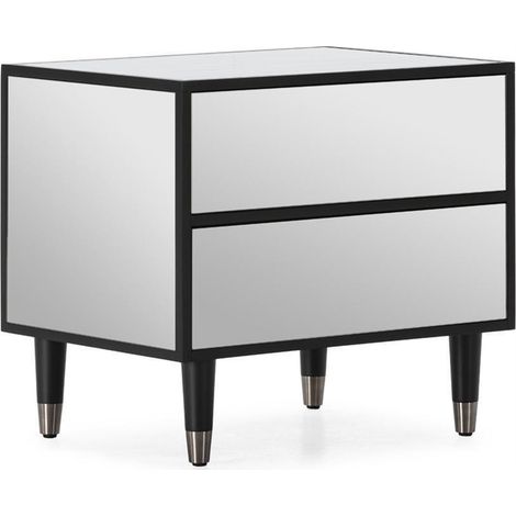 Table de chevet miroir noir glamour - Noir et miroir transparent (1/5)