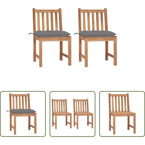 Chaise de jardin teck - Chaises de jardin lot de 2 avec coussins Bois de teck massif (1/5)