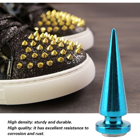 10 rivets et clous métalliques à pointes avec dos vissé pour la fabrication artisanale de cuir (bleu) (1/5)