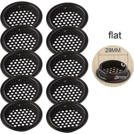 Lot de 10 grilles d'aération circulaires noires pour soffite, en acier inoxydable, 19-53 mm, 29 mm, plates (1/5)
