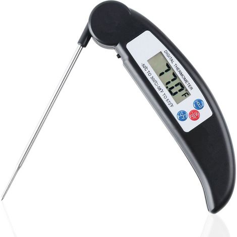 Digitales Lebensmittelthermometer mit klappbarer Sonde für Fleisch, Steak und Grillgut, Thermometer für Wasser und Öl, Küchenutensilien