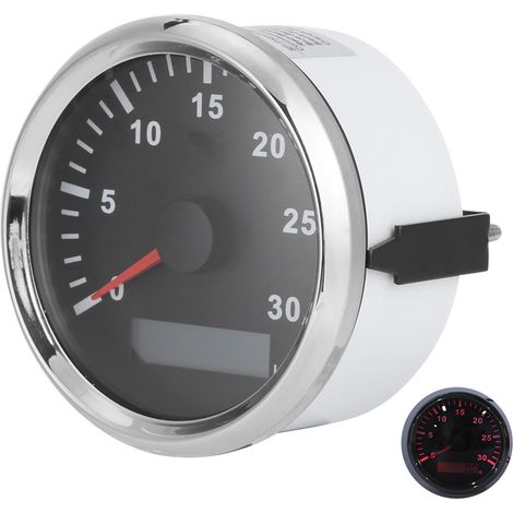 Compte-tours marin 85mm IP67, jauge tachymètre 12V/24V avec éclairage rouge, écran LCD compteur d'heures, 3000 tr/min, cadre argenté, cadran noir (1/5)