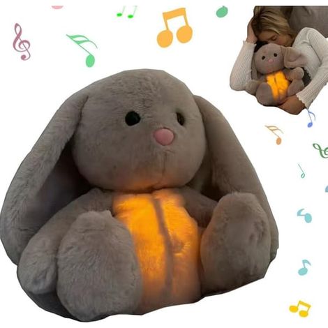 Lapin doux avec respiration et battements de cœur, bébé loutre endormi qui respire, peluche apaisante, koala endormi pour bébés (1/5)