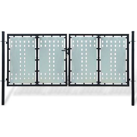 Portail simple de clôture Noir 300x175 cm vidaXL