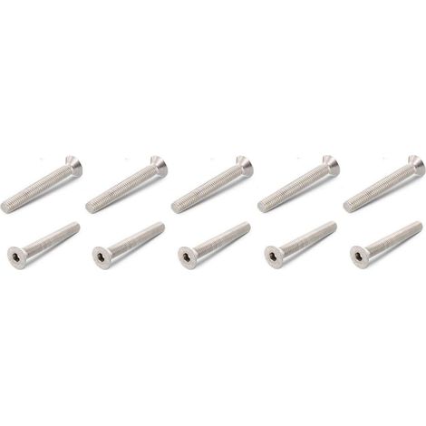 10x Vis tête plate fraisée six pans creux allen DIN 7991 ISO 10642 en acier inoxydable A4 filet complet Travaux Bois Acier Meuble Inox Filetage Entier, M6 x 16mm