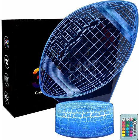 Rugby Night Light, 16 changement de couleur tactile télécommande 3D Football Light, lampe de table décorative, cadeau pour les garçons et les enfants amateurs de sport (1/5)