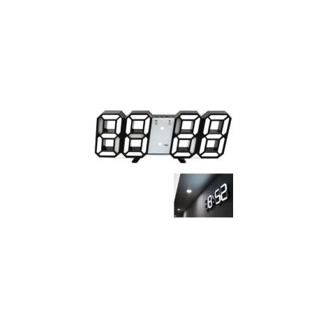 Horloge murale numérique LED 3D – Affichage surdimensionné heure/date/température – Réveil avec mémoire anti-coupure et snooze – Luminosité réglable (1/5)