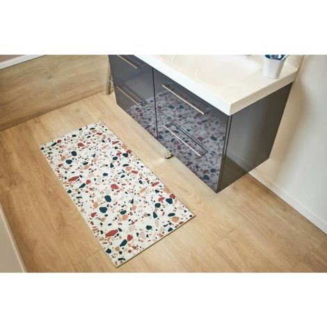 Rechteckige Badematte TuseRxln mit abstraktem Muster – NAZAR RUGS – 50 x 80 cm – Almafie – Mehrfarbig