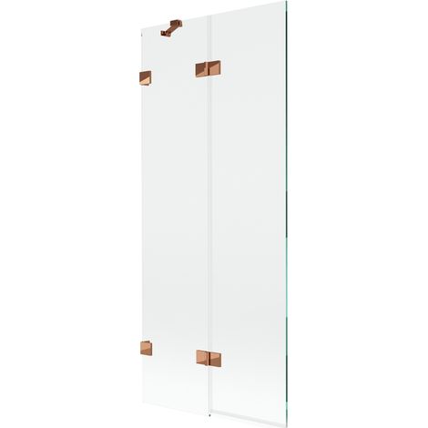 Mexen Lunar paroi de baignoire à deux battants gauche 80 x 150 cm, transparent, or rose - 897-080-100-60-00-L (1/5)