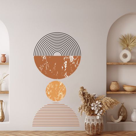 BEBUSINGOTO Un juego de pegatinas de pared abstractas bohemias, bonitas pegatinas decorativas, decoración de pared para dormitorio, baño, sala de estar, oficina. (1/5)