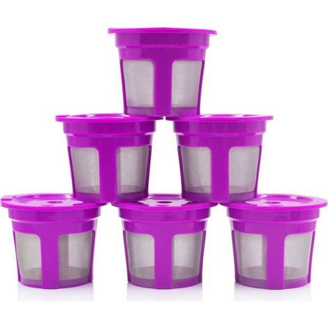 Lot de 6 filtres à café réutilisables K-cup Pod – Capsules de café rechargeables avec filtre intégré pour cafetières Keurig&Select à une tasse (1/5)
