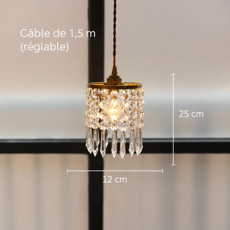 Suspension rideau de cristal modèle K avec LED 9W 3 couleurs lustre rétro 36 × 36 × 36 cm 2 kg – Livraison gratuite