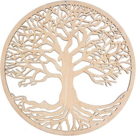 Décoration Murale Arbre De Vie en Bois Arbre De Vie Art Mural Cadeau De Pendaison De Crémaillère Décoration De La Maison Scu (1/5)
