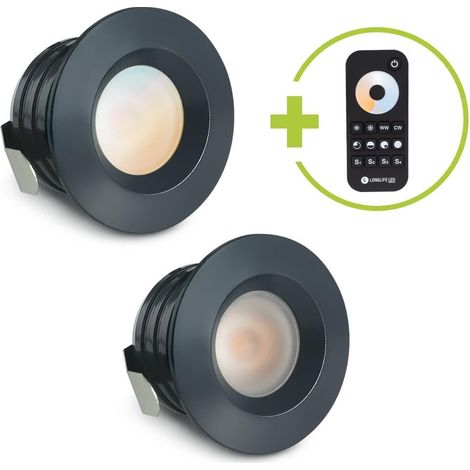 Einbaustrahler Mini flach Torino 3W CCT IP44 - Farbe: anthrazit RAL 7016 - Anzahl: 2x
