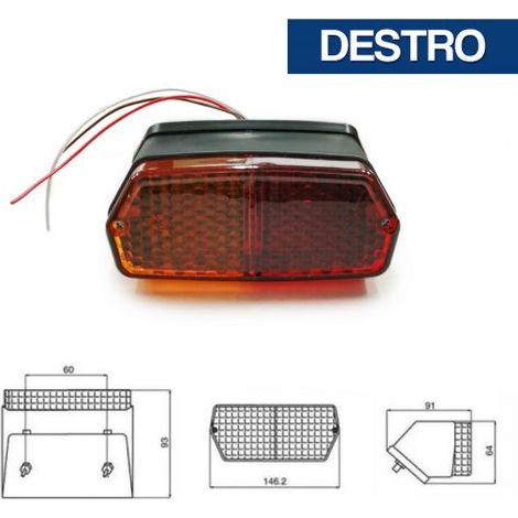 Fanale posteriore alogeno destro 145x65mm