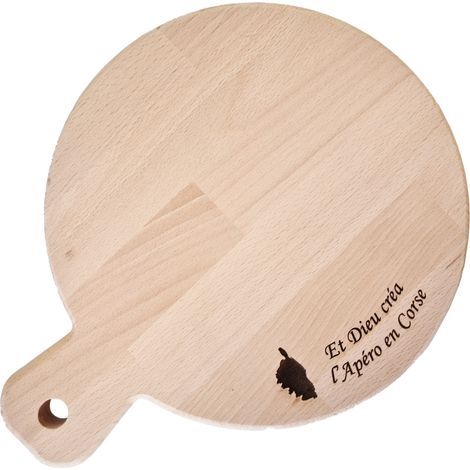 Planche ronde en bois de hêtre gravé (1/2)