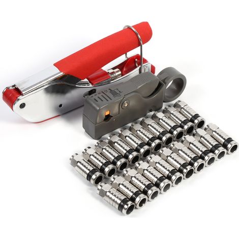 Kit d'outils de compression type F pour connecteurs RG58, RG59 et RG6 : pince à dénuder et pince à sertir coaxiale