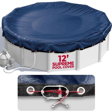 Copertura per piscina rotonda da 12 piedi per piscine fuori terra, copertura per piscina fuori terra, copertura per piscina, copertura invernale per piscina, tiene fuori i detriti, resistente al fredd (1/5)