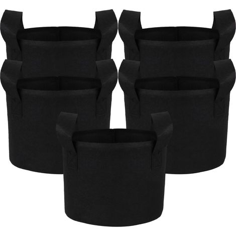 Sac de Culture en Feutre — Jardinière Verticale Murale / Poche de Nursery — Noir [2 Gallon / 34g] — pour Potager de Balcon