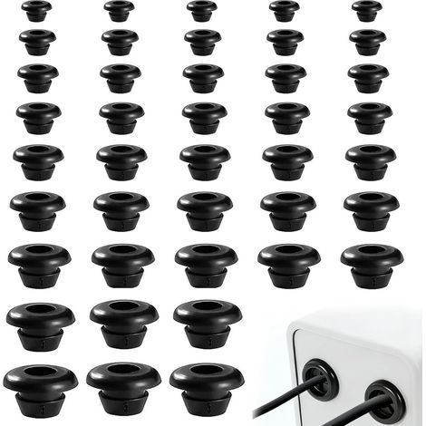 180 schwarze Gummikabelschutzhüllen, 9 Größen (3-14 mm), zum Schutz von Drähten und Kabeln, ideal für Büro, Zuhause und Schule. (1/5)
