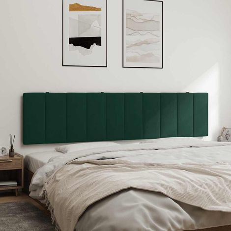 Cabecero de cama acolchado Hanko terciopelo verde oscuro 200 cm