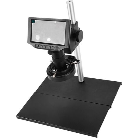 800-fache Vergrößerung, 24 MP, 5-Zoll-HD-Digitalmikroskop mit Metallstativ, 130-facher Vergrößerung, C-Mount-Objektiv, Ringlicht für Handy-Reparaturen, AC 100–240 V, EU-Stecker (1/5)