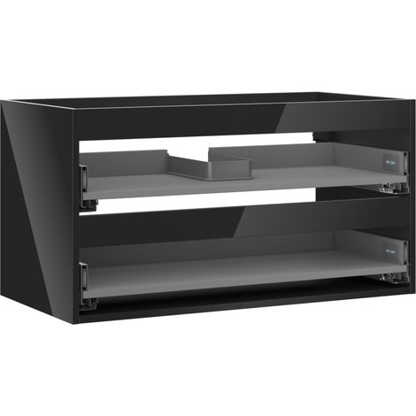 Mexen Box-A cuerpo del mueble bajo lavabo 90 cm, 2 cajones, negro brillante - 91AX0-0900-470-2-70 (1/5)