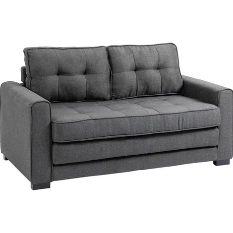 2-Sitzer Schlafsofa klappbar, Leinenoptik, grau, 147,5x75x85 cm MODENUIT (1/5)