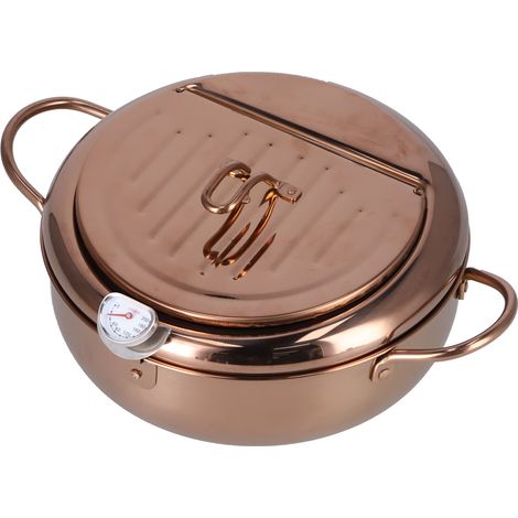 Friteuse en acier inoxydable avec thermomètre 3,2 L, antiadhésive, pour friture profonde, accessoire de cuisine ou rose (1/5)