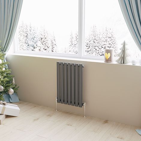 Acezanble Horizontal Oval Column Radiator Central Heating Rad 600x413mm Single Anthracite