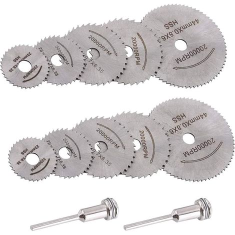 Lot de 12 / 2 jeux de lames de scie circulaire HSS pour bois - Outil rotatif pour accessoires Dremel pour bois, plastique, fibre de verre, cuivre, aluminium et tôle fine (1/5)