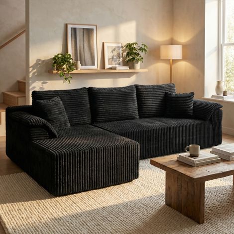 Modulares Ecksofa aus geripptem Samt in L-Form – kompaktes und bequemes Sofa für das Wohnzimmer mit modernem Design, fester und langlebiger Sitzfläche
