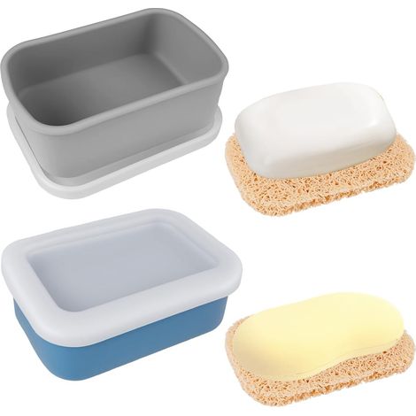 2-Piece Silicone Portable Soap Dish, Leak-Proof Silicone Soap Box (1/5)