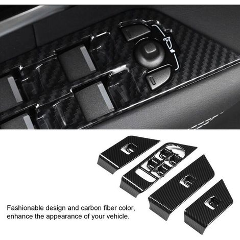 Jeffergarden 4-teiliger Fensterheberschalter-Knopfrahmen aus Kohlefaser für Land Rover Range Rover Evoque 12-17