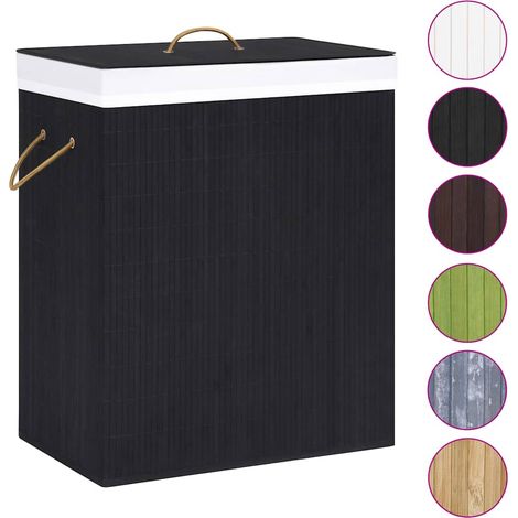 Maison Exclusive - Bambus-Wäschekorb mit 1 Fach Schwarz 83 L (1/5)
