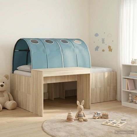 vidaXL Letto con Tunnel 3 pz Rovere Sonoma e Azzurro (1/5)