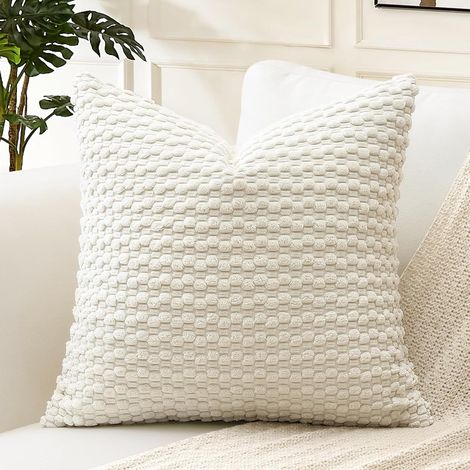 Lot de 2 Housses de Coussin en Velours Côtelé 45x45 cm Fermeture Éclair Invisible pour Salon Chambre Canapé Décoration (1/5)