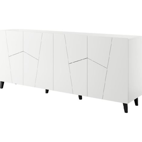 Commode de rangement Meuble universel 200x82x42 cm Blanc mat VISO sur pieds (1/3)
