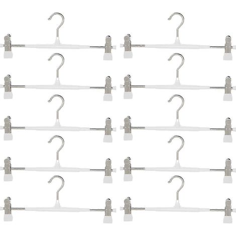 Robuste Hosenbügel aus Edelstahl für trockene Wäsche (Röcke, Hosen, Jeans), Wäscheklammern – 10er-Pack – Weiß