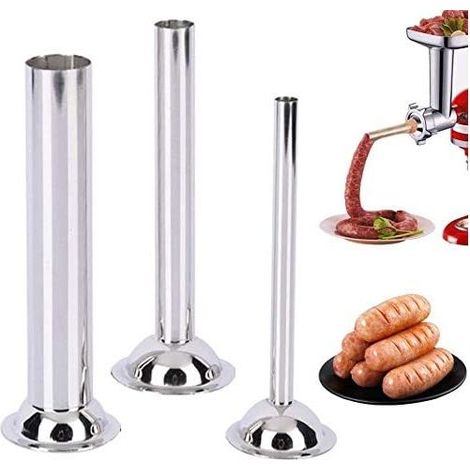 Tube De Remplissage - Acier Inoxydable - Pour Hachoir À Viande Manuel Ou Électrique - Diamètres 12 mm 19 mm 32 mm - Lot De 3 (1/5)
