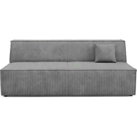 BURANO - Canapé droit convertible velours côtelé 2 places Gris foncé (1/5)