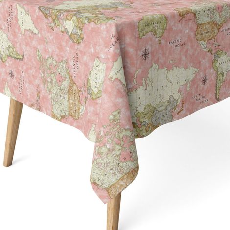 Nappe Anti-Taches rectangulaire 300x140 cm Carte du Monde Rose (1/5)