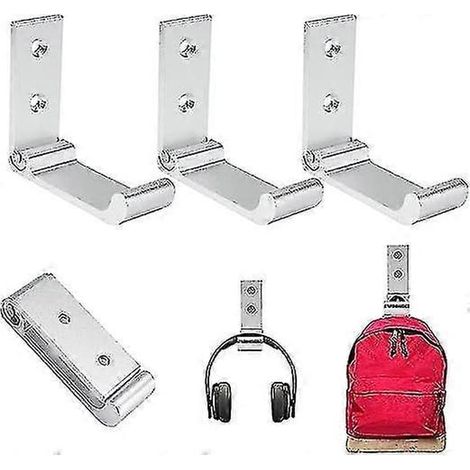 Juego de 6 ganchos de pared de aleación de aluminio, 8,52,57,5 cm, gancho plegable - color plata. (1/4)