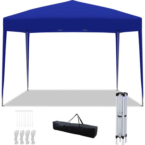 Randaco Faltpavillon 3x3 m wasserdicht, Pavillon faltbar mit Tasche, stabiles Gartenzelt & Partyzelt für Garten, Camping, Strand & Outdoor, Blau (1/5)