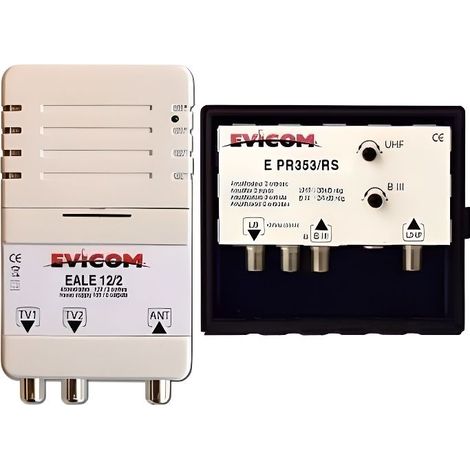 Evicom EKEV353RS - Kit préamplificateur UHF/VHF/SAT + alimentation