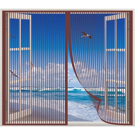 Magnetic mosquito net 120 x 120 cm, easy to open and close, simple to install, suitable for sliding bay windows – coffee brown (1/5)