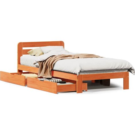 Maison Exclusive - Cadre de lit sans matelas cire marron 90x190 cm bois pin massif (1/5)